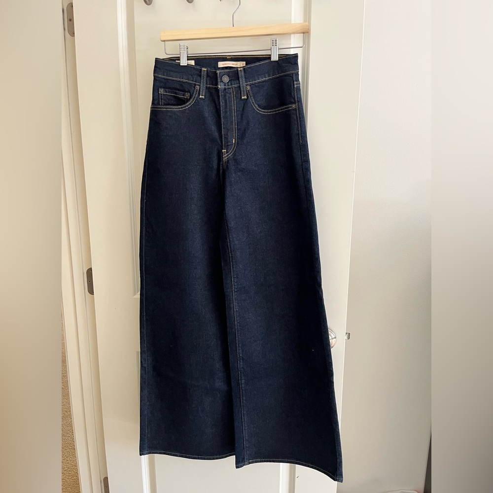 Wide Leg High-Rise Women's Jeans - Dark Indigo